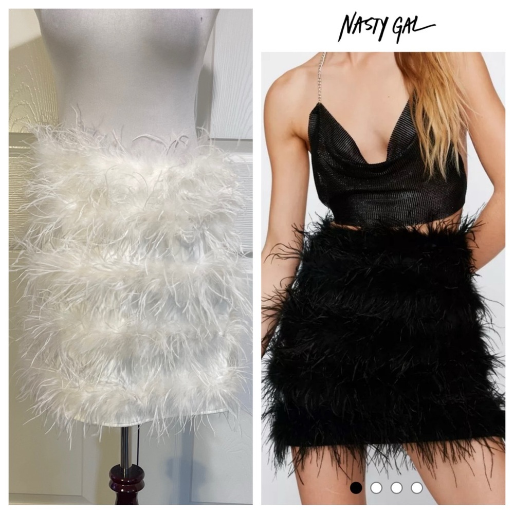 NWT! Nasty Gal Feather Mini Skirt